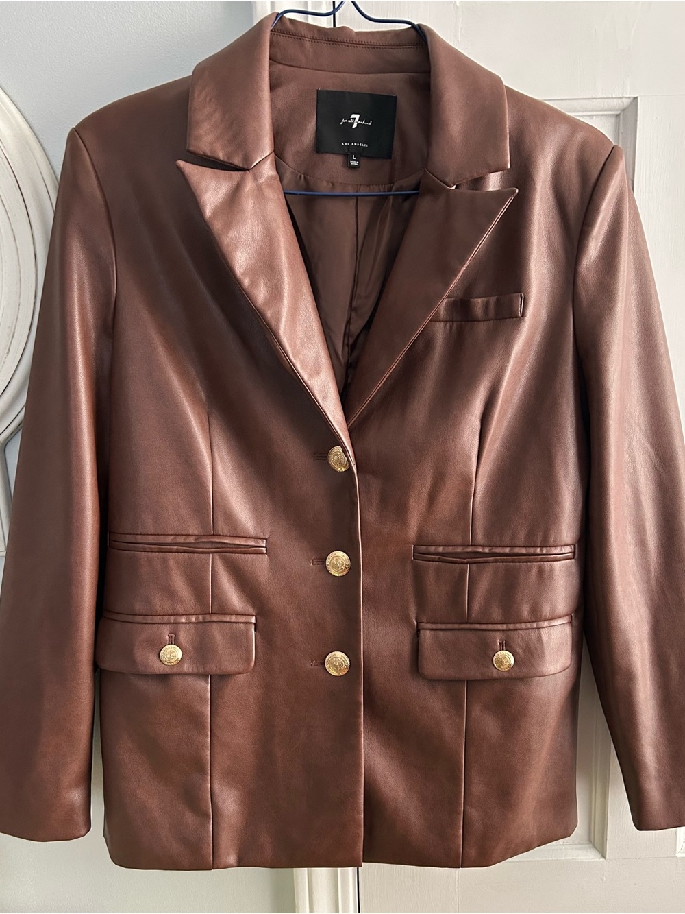 Vegan Leather Brown Blazer Jacket